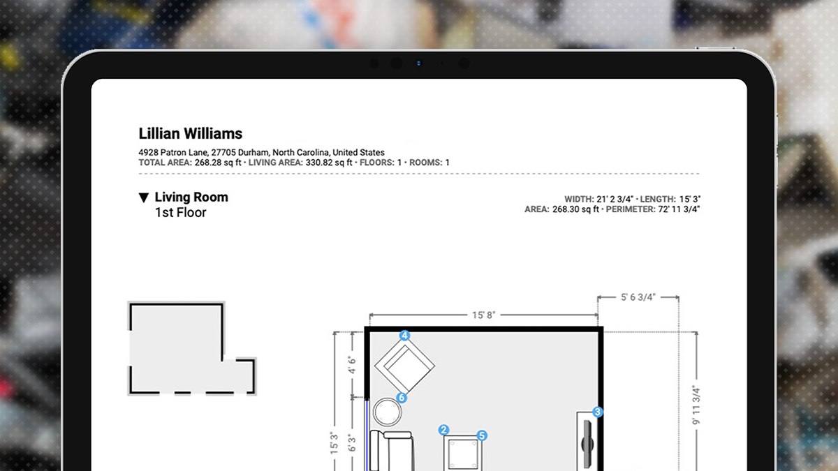 Floorplan reports for Biohazard Cleanups
