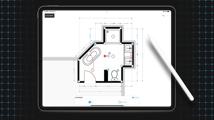 magicplan floor plan on an ipad for electrical installation visual documentation for remodeling project