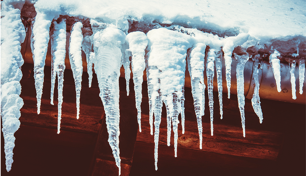 Collapsed Gutters on a house roof.