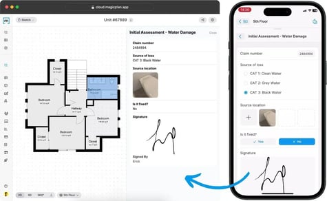 Image showing magicplan forms in app &amp; cloud