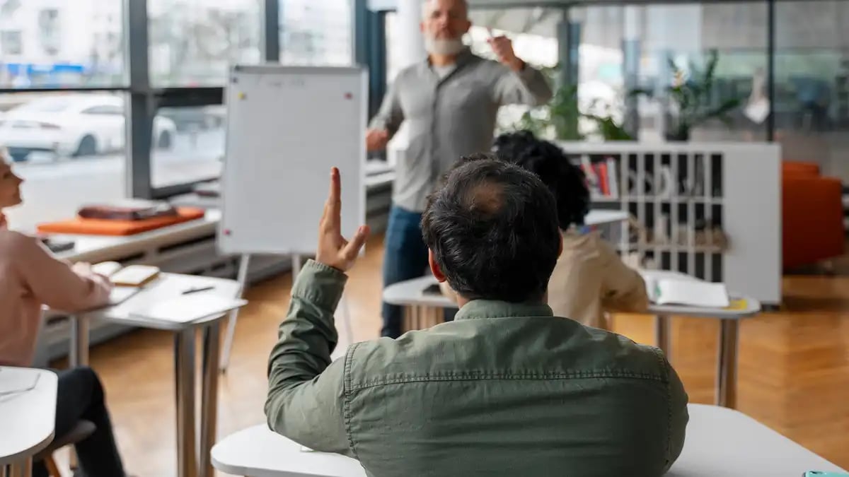 Contractor in a classroom setting