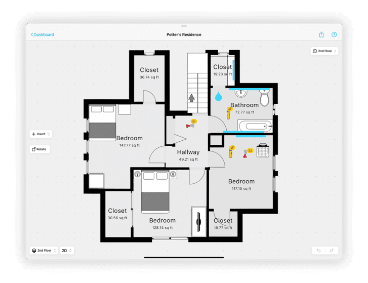 Creating an instant 2D floor plan in magicplan for restoration work