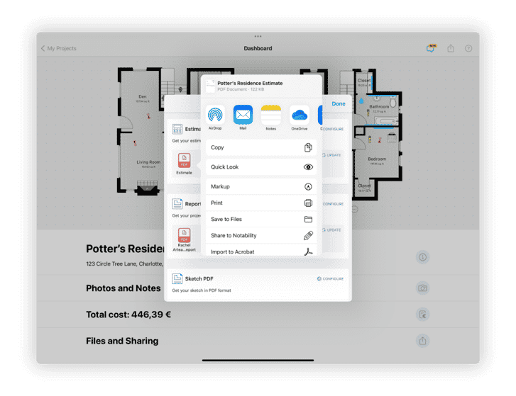 Exporting estimate from the magicplan app