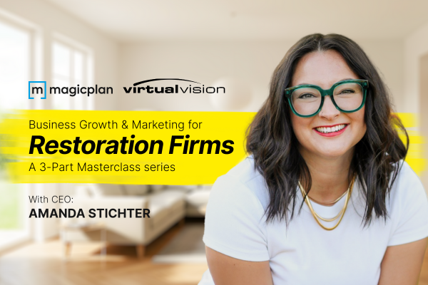 photo of Amanda Stichter with text: Business Growth & Marketing for Restoration Firms a 3-Part Masterclass series