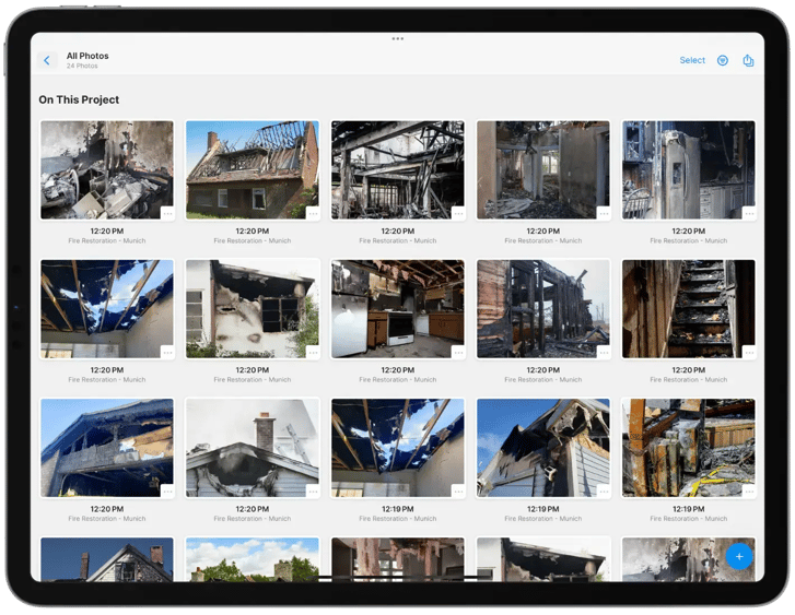 photo documentation ipad restoration project of fire damage and smoke damage residential claim