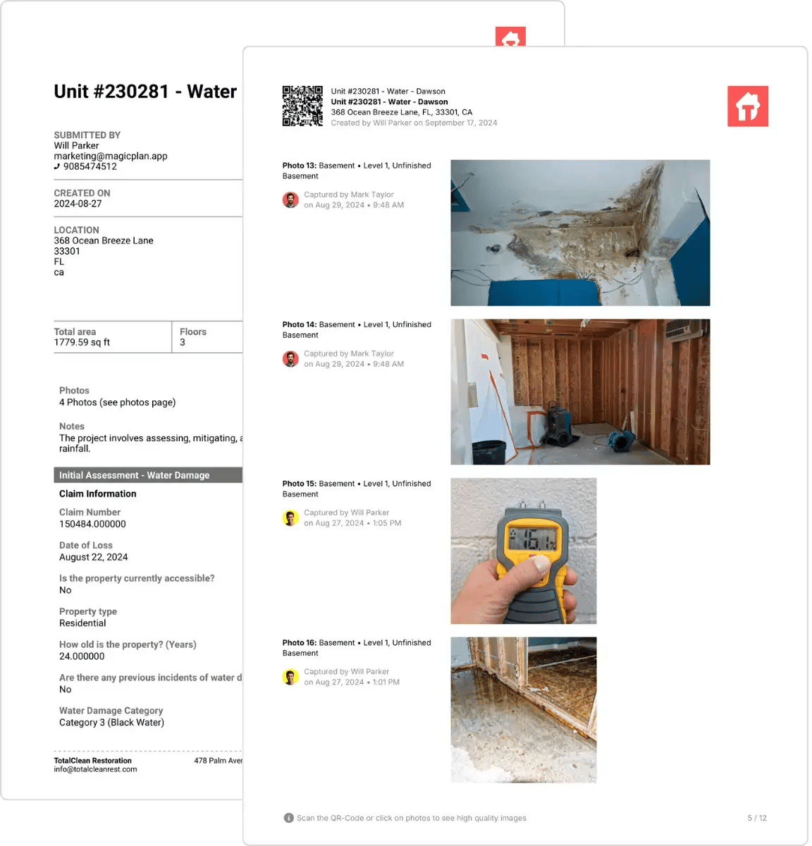 Site assessment report pdf and photo report with timestamps pdf.