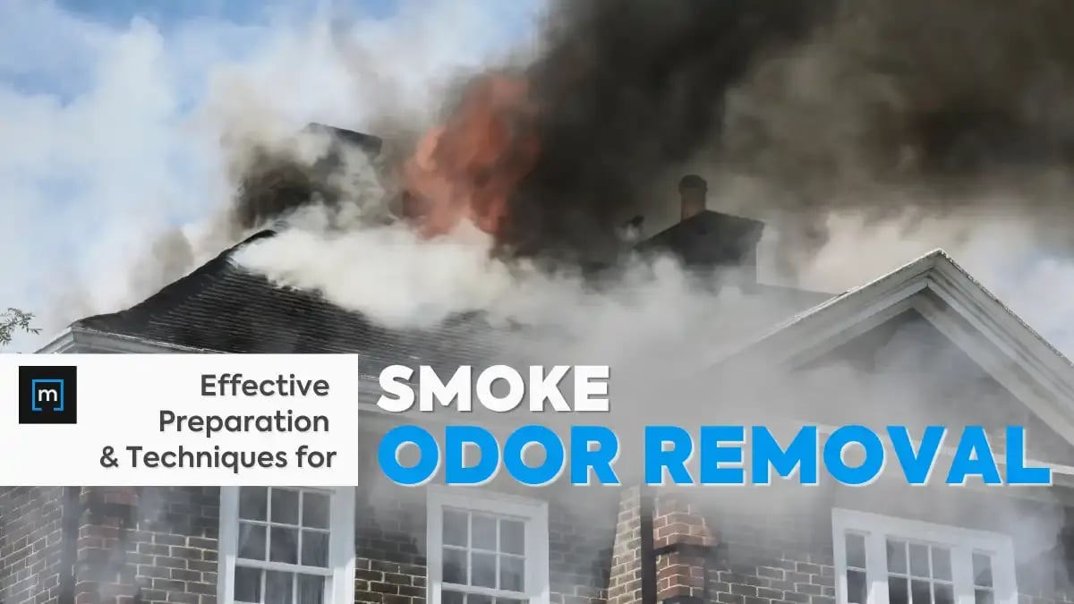 A burning house engulfed with thick smoke (tex: Effective Preparation & Techniques for Smoke Odor Removal)