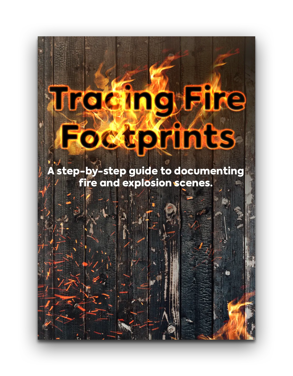 Tracing Fire Footprints guide cover with burnt wood and title.