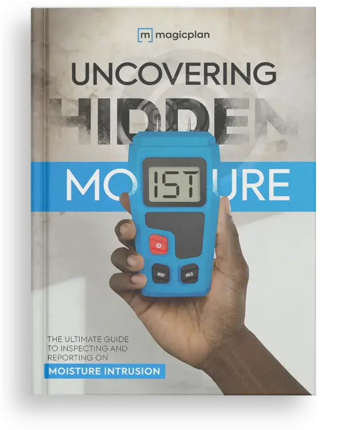 moisture intrusion guide cover with restorer holding a blue moisture meteR uncovering hidden moisture