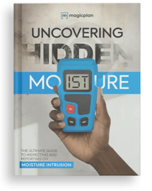 moisture intrusion guide cover with restorer holding a blue moisture meteR uncovering hidden moisture