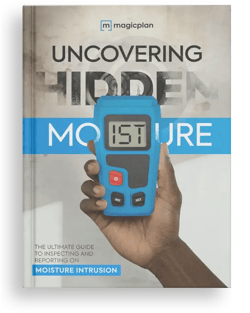 moisture intrusion guide cover with restorer holding a blue moisture meteR uncovering hidden moisture