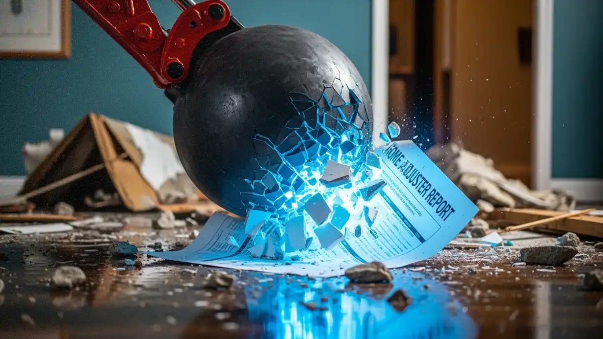 a giant wrecking ball destroying a documentation in a disaster damaged site