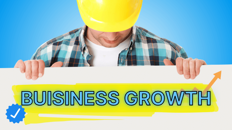 a restoration contractor pointing toward the word “BUSINESS GROWTH”