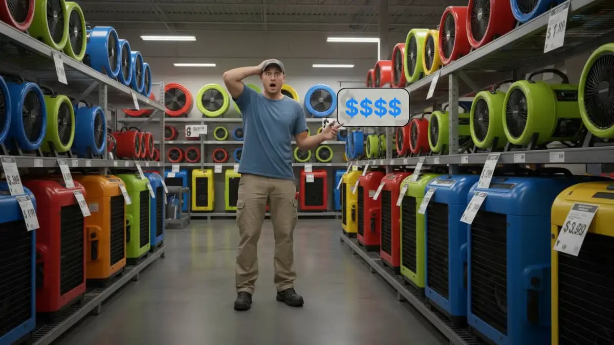 a restoration professional surprised by the high prices of restoration drying equipment