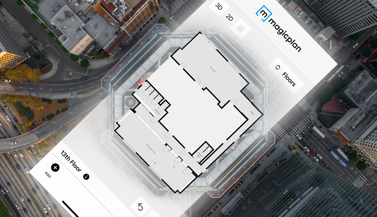 magicplan floor plan of a building commercial property in the middle of a transited city
