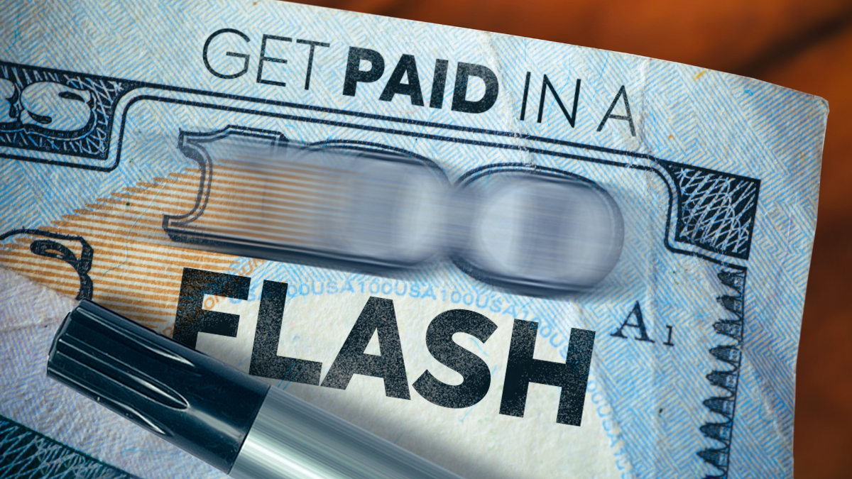 Get paid in a flash 100 us dollar bill