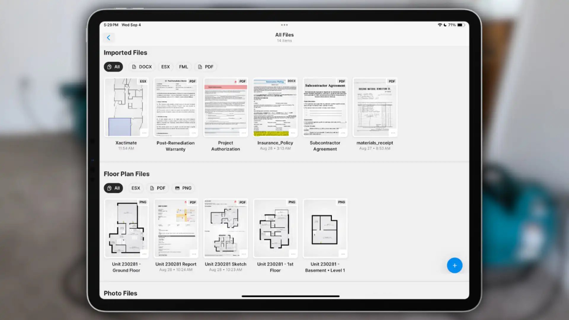 magicplan showing files and pdf sharing