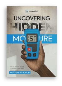 Uncovering hidden moisture intrusion guide download with a blue moisture meter hold by a man's arm