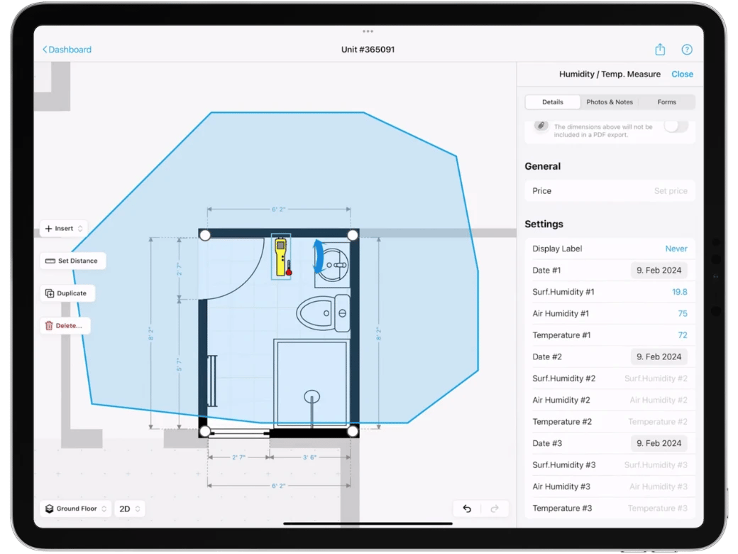 a moisture map created with magicplan