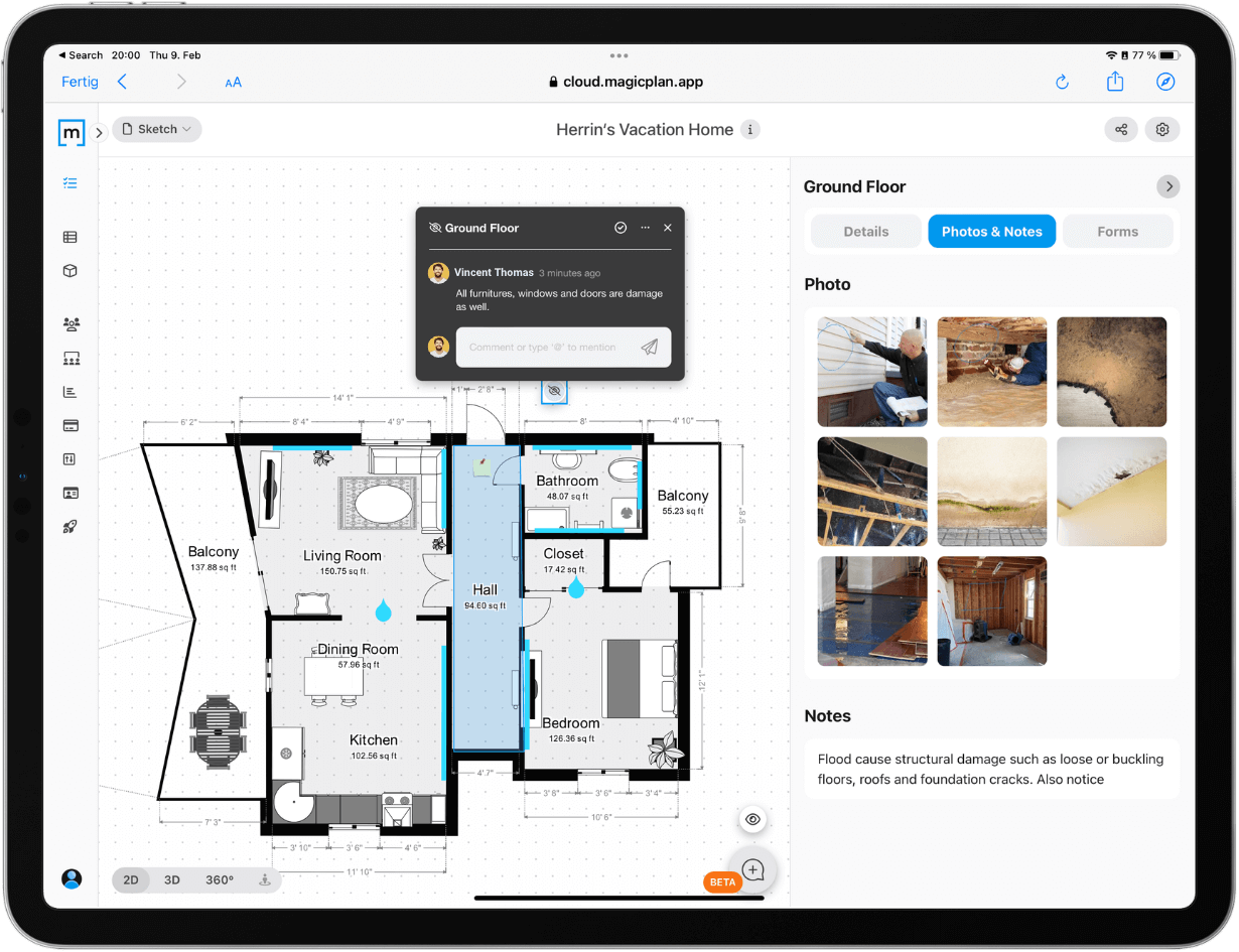 magicplan floor plan created for water-damage restoration